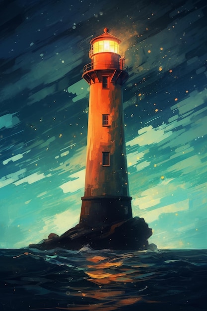 The lighthouse on the sea