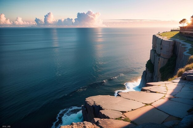 A lighthouse sits on a cliff overlooking the ocean.