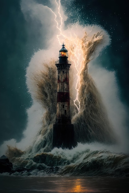 嵐の海の灯台生成AI