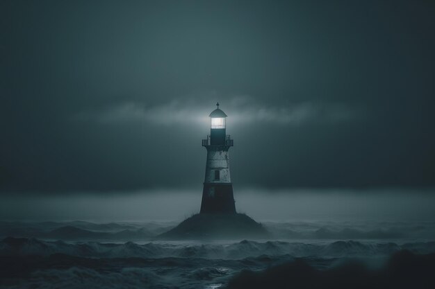 Lighthouse in a stormy sea Neural network AI generated