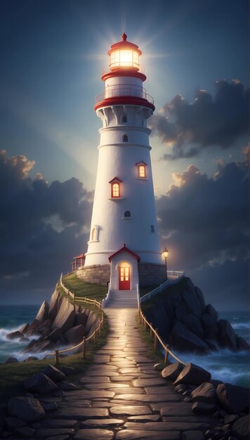 Photo lighthouse at sunset