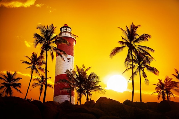 Lighthouse at sunset