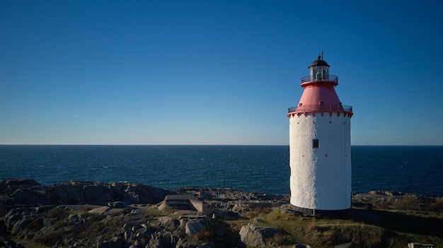 Lighthouse in swedish village landsort on the island of\
oja