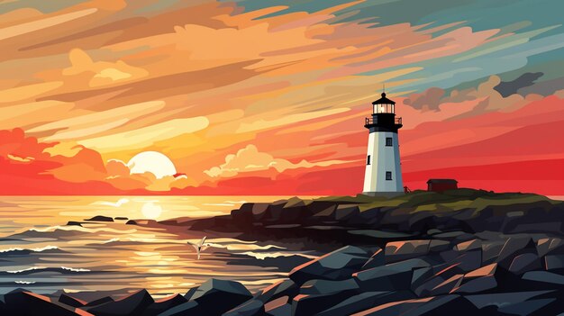 Lighthouse view in vector art