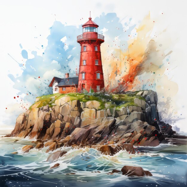 Lighthouse watercolor