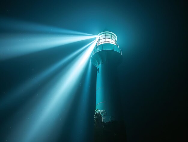 Photo a lighthouse with a blue light in the background