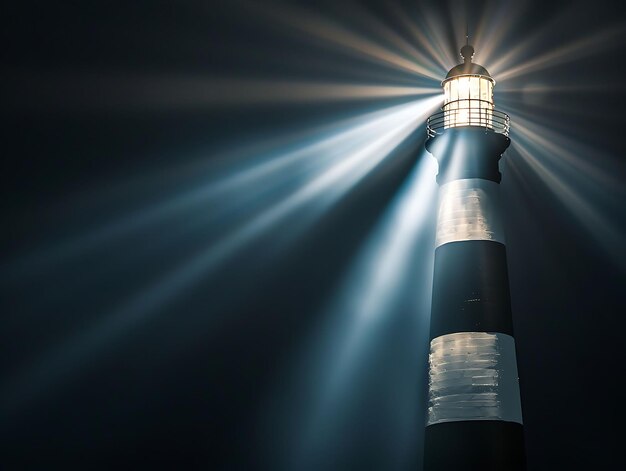 Photo a lighthouse with a light on it that is lit up