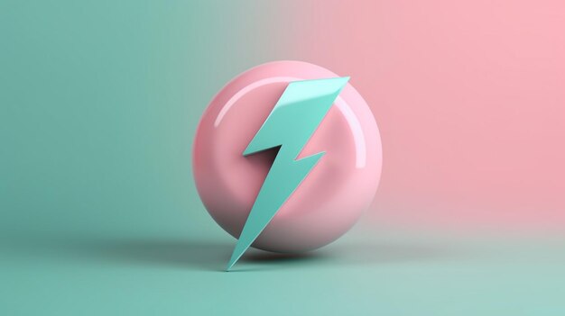 Photo lighting bolt 3d icon thunder symbol of energy danger and power background generative ai