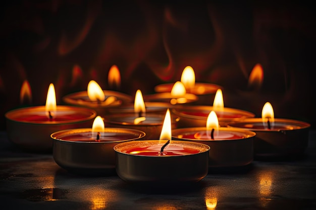 Зажигание свечей в память на черном фоне