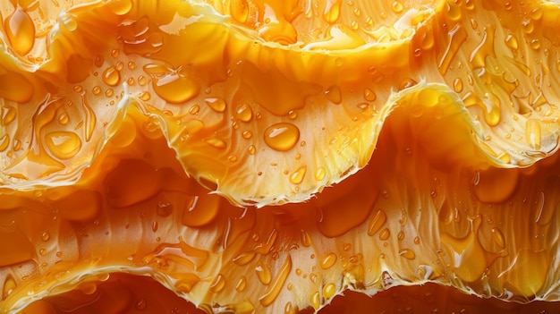 Lightly rippled orange background with small splashes of orange peel texture Closeup of uniform lighting on orange peel texture