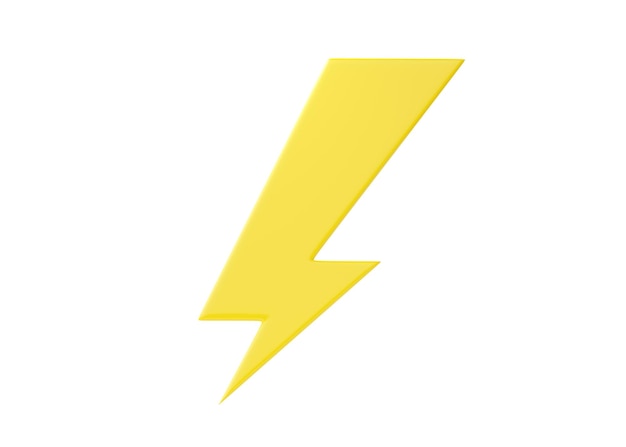 Photo lightning 3d icon render thunder power energy quick bolt and electric flash fast thunderbolt cartoon symbol