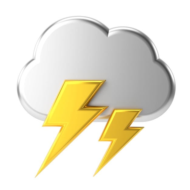 Lightning 3D weather icon 3D climate icon 3D element