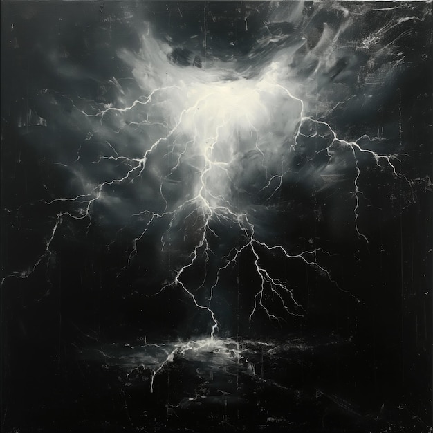 Lightning on the black background AI