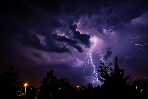 lightning under the black clouds