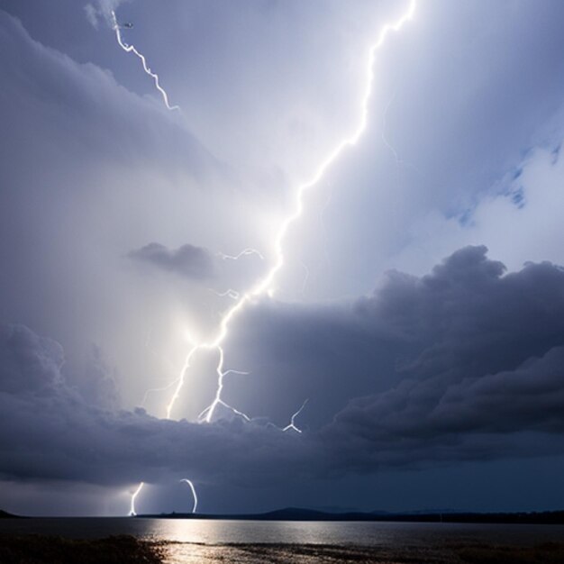 Lightning Over A Body Of Water