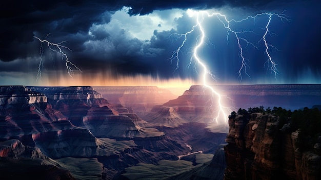 Lightning Bolt Over Canyon