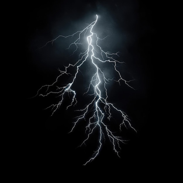 a lightning bolt is shown in the dark sky