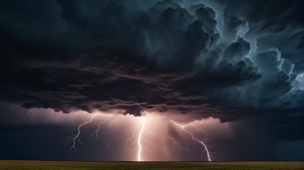 a lightning bolt is shown above a field