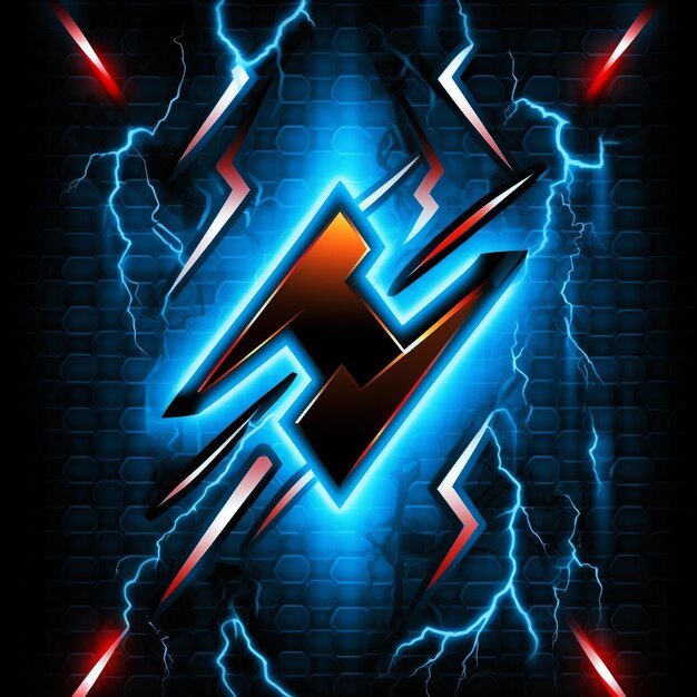 Photo a lightning bolt with a blue background and a lightning bolt