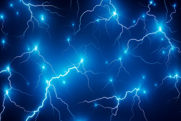 Lightning bolts on a blue background thunder pattern background or wallpaper ai generated