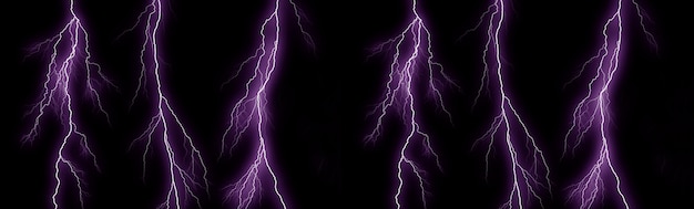 Lightning bolts isolated on black background thunder electric strike thunderstorm and lightning