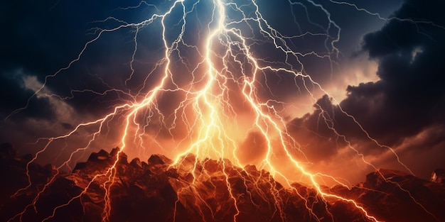 Lightning bolts or strikes natural disaster AI Generated