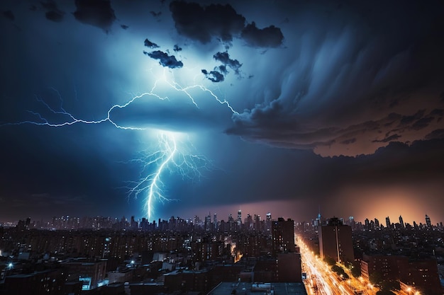 lightning over the city