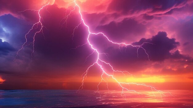 Photo lightning in colorful sky background