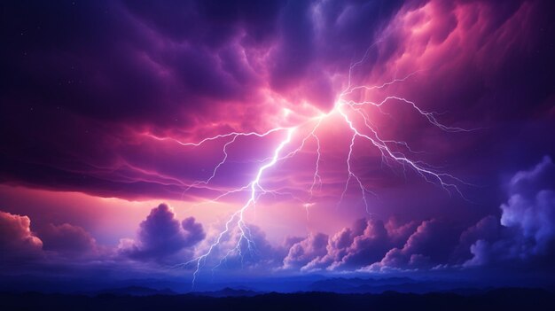 Photo lightning in colorful sky background