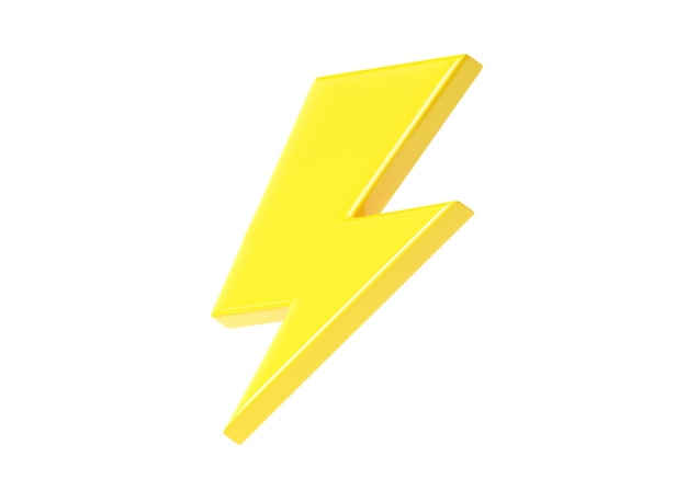 Photo lightning d icon render thunder power energy quick bolt and electric flash fast thunderbolt cartoon