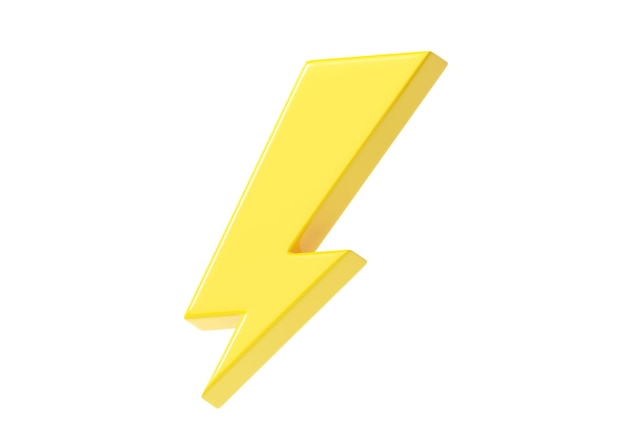 Photo lightning d icon render thunder power energy quick bolt and electric flash fast thunderbolt cartoon