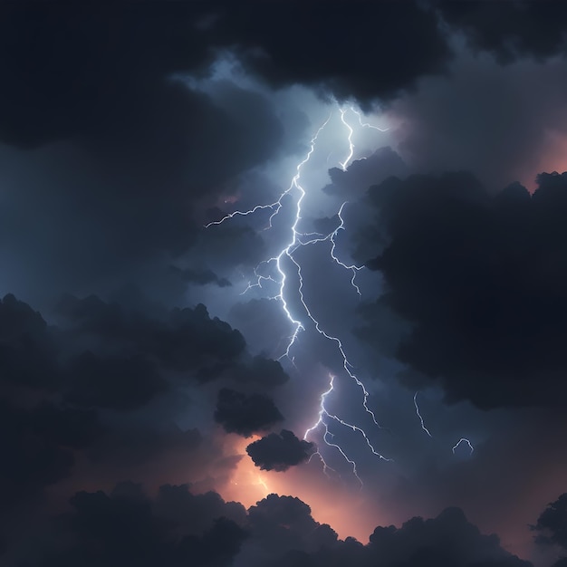 Lightning in the dark stormy sky AI Generated