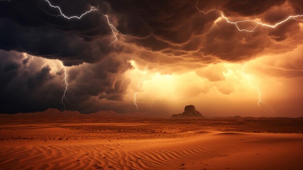 Photo lightning over the desert background