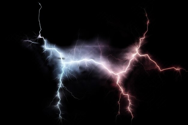 Lightning discharge on a black background