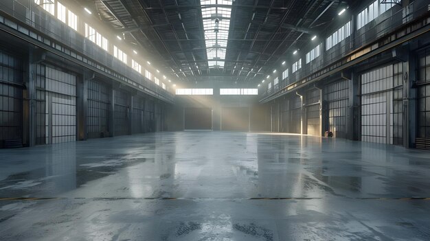 Lightning ignites empty warehouse Ai Generated