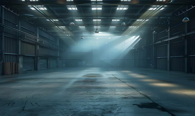 Lightning ignites empty warehouse Ai Generated