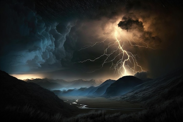 lightning in the mountains