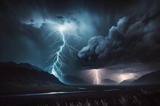 lightning in the mountains