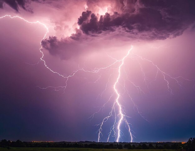 Photo lightning at night in the sky