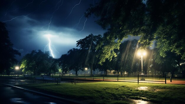 Lightning over a park background