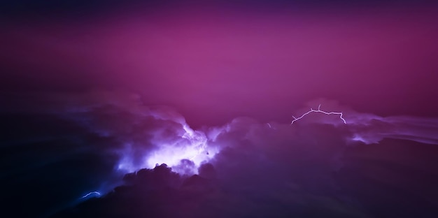 Lightning in sky at night