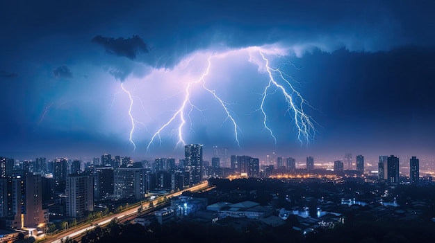 バンコクの街に雷雨が発生