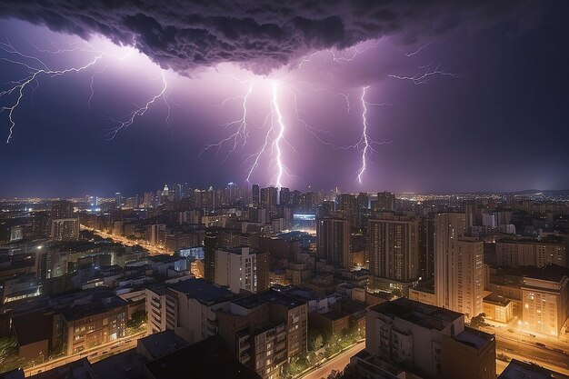 Lightning storm over the city
