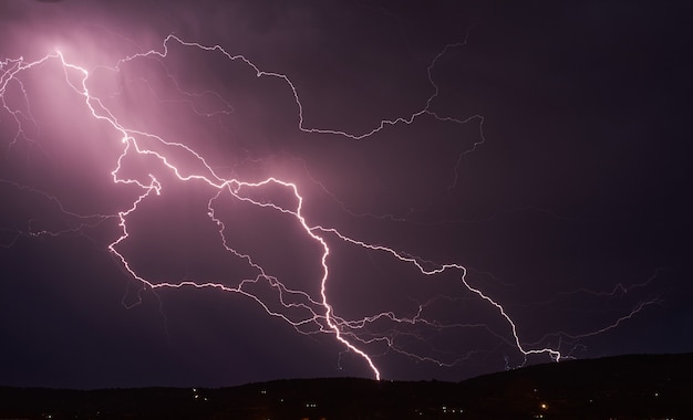 Premium Photo | Lightning storm in the dark cloud sky illuminated by the  glare of lightning