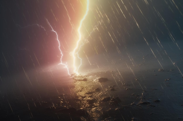 A lightning storm in the ocean