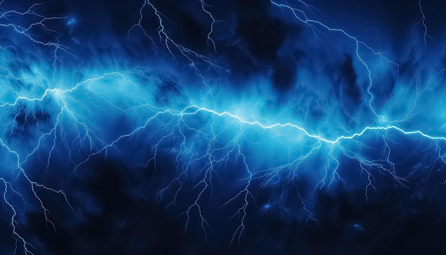 lightning strike on a black background in the style of azure electric fantasy