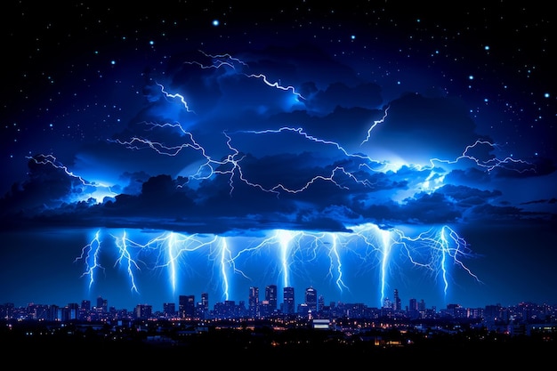 Lightning strike thunder night sky thunderstorm storm hurricane majestic colors bolt flash dangerous