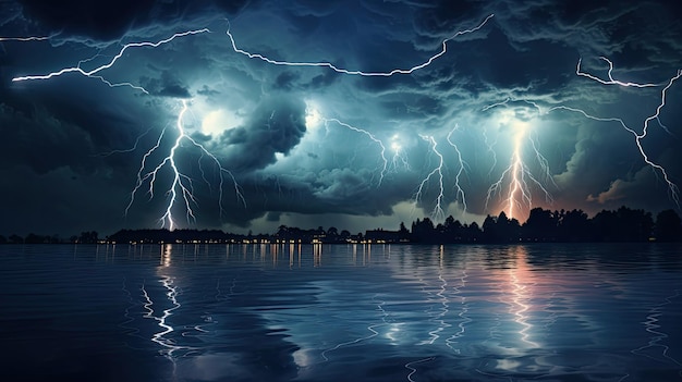 Lightning Strike Over Water