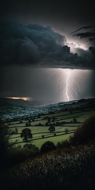 A lightning strike in the yorkshire dales