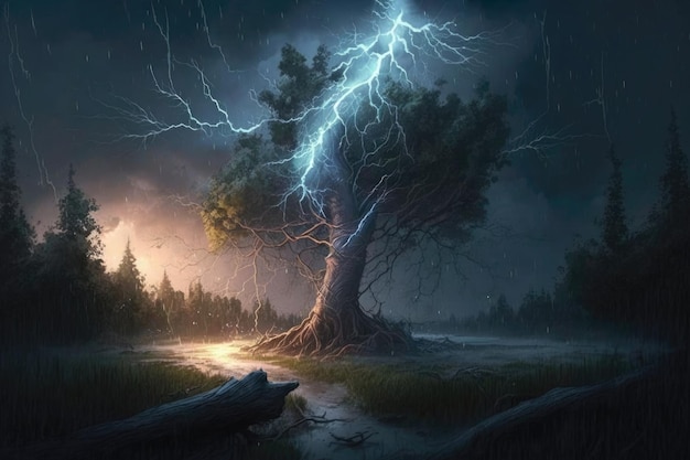 Lightning Struck Trees Generative AI